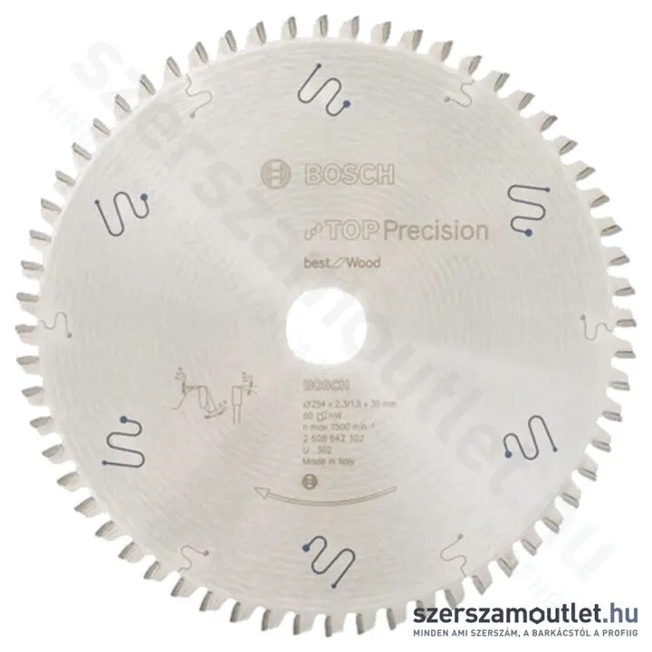 BOSCH Körfűrészlap fához, Top Precision Best for Wood, 254x2,3/1,8x30mm, 60 fog (2 608 642 102)