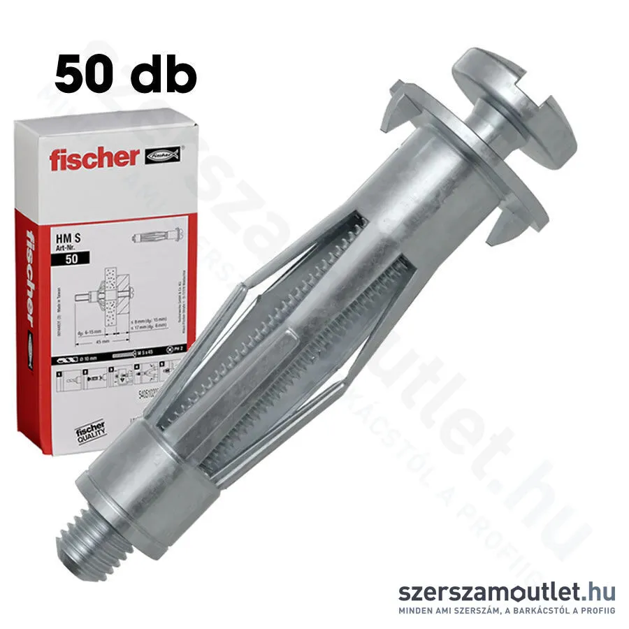 FISCHER HM S Üreges fémdübel metrikus csavarral 6x65mm [50db/doboz] (519782)