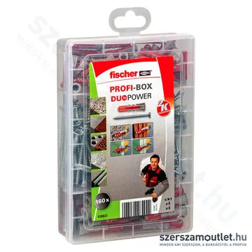 FISCHER Profi-Box DUOPOWER Műanyag dübel + csavar készlet [160db/doboz] [1db] (538622)