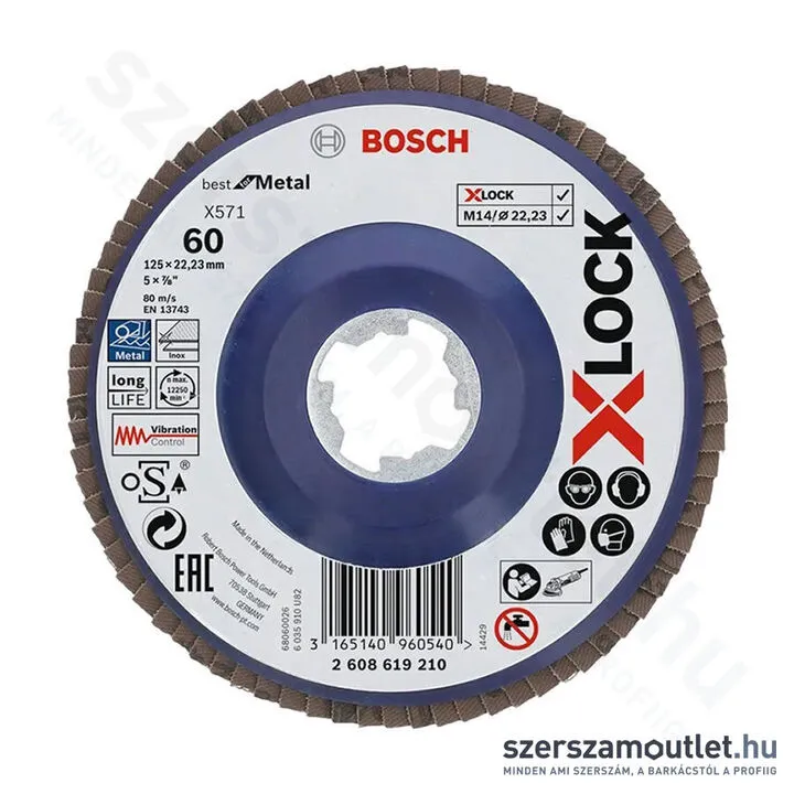 BOSCH X-LOCK X571 Best for Metal lamellás csiszolótárcsa 125x22,23mm G60 (2608619210)