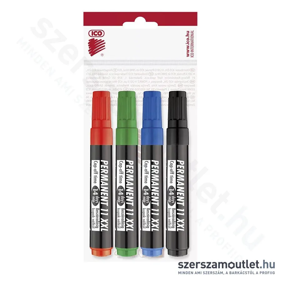 ICO permanent marker 11 XXL 4 klf. szín pb, 4 részes (9580066004)