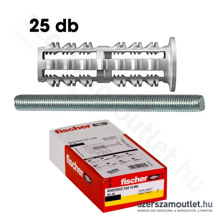 FISCHER RODFORCE FGD 10 M6 Műanyag dübel menetes szárhoz | TR 80 szárral [25db/doboz] (542109)