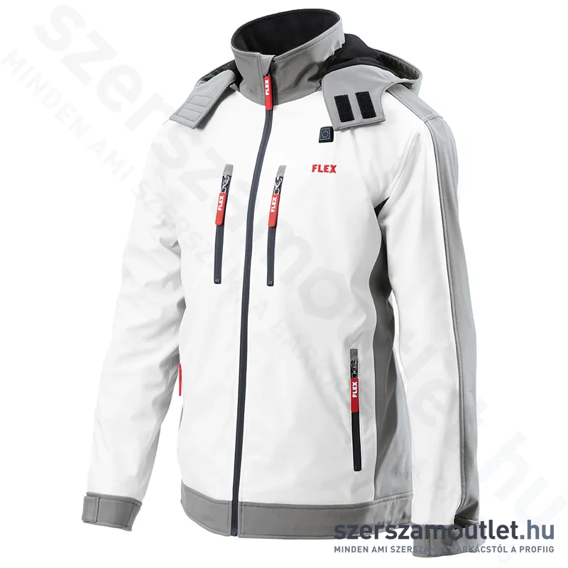 FLEX TJ WHITE M MEN Akkus fűthető soft-shell kabát (M) (10,8V/18V) (Akku és töltő nélkül!)