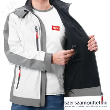 FLEX TJ WHITE M MEN Akkus fűthető soft-shell kabát (M) (10,8V/18V) (Akku és töltő nélkül!)