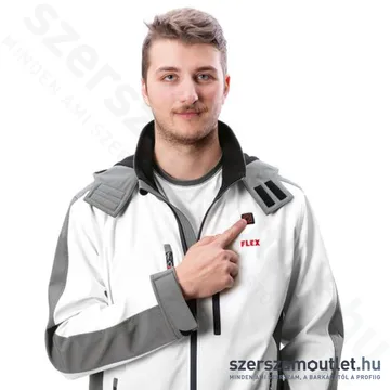FLEX TJ WHITE M MEN Akkus fűthető soft-shell kabát (M) (10,8V/18V) (Akku és töltő nélkül!)
