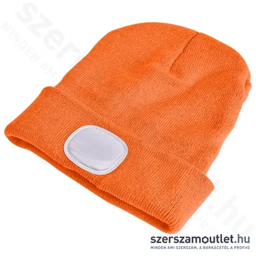 EXTOL Kötött sapka, kivehető LED homloklámpával 100lm (neon-narancs)