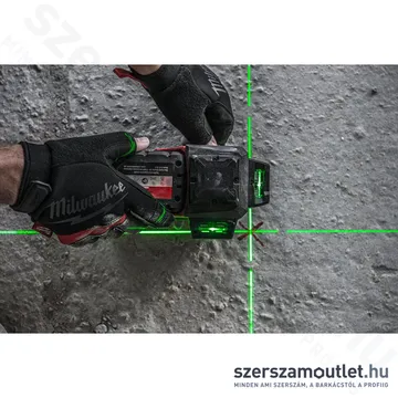 MILWAUKEE M12 3PLKIT-401P Akkus vonallézer ZÖLD (3 sík/360°), PACKOUT +tartozékok (1x4,0Ah/12V)