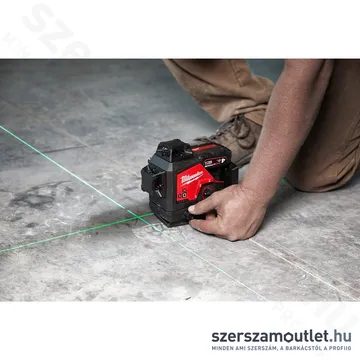 MILWAUKEE M12 3PLKIT-401P Akkus vonallézer ZÖLD (3 sík/360°), PACKOUT +tartozékok (1x4,0Ah/12V)