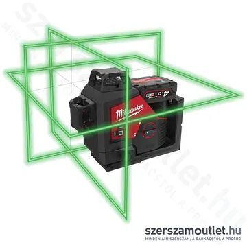 MILWAUKEE M12 3PLKIT-401P Akkus vonallézer ZÖLD (3 sík/360°), PACKOUT +tartozékok (1x4,0Ah/12V)