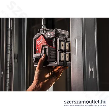 MILWAUKEE M12 3PLKIT-401P Akkus vonallézer ZÖLD (3 sík/360°), PACKOUT +tartozékok (1x4,0Ah/12V)
