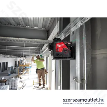 MILWAUKEE M12 3PLKIT-401P Akkus vonallézer ZÖLD (3 sík/360°), PACKOUT +tartozékok (1x4,0Ah/12V)