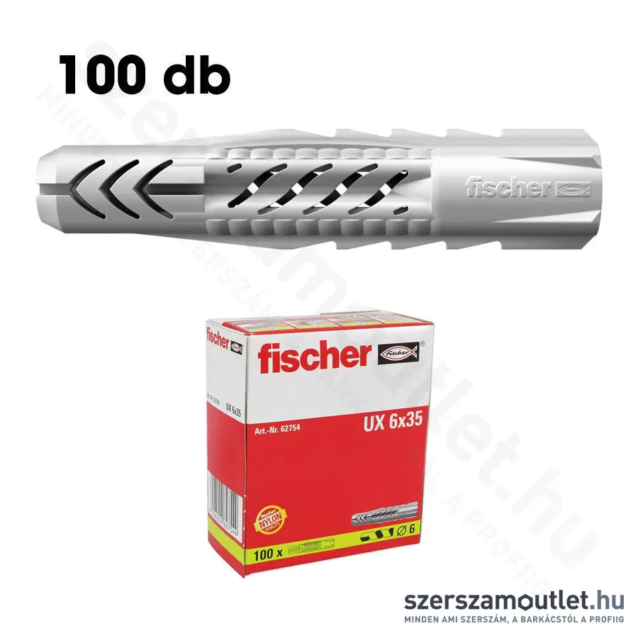 FISCHER UX Univerzális műanyag dübel perem nélkül 6x35mm [100db/doboz] (62754)