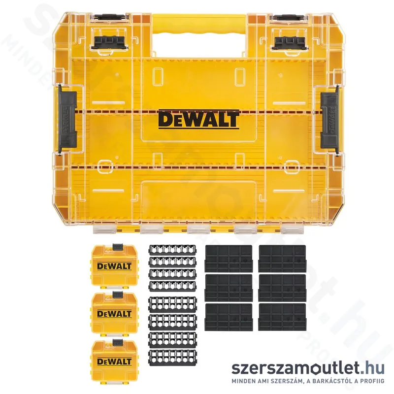 DEWALT Nagy TOUGHCASE tároló (üres) bittartóval, elválasztóval és 3db tárolóhellyel (DT70804-QZ)