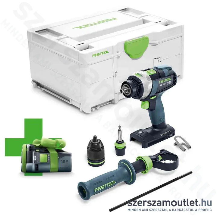FESTOOL TPC 18/4 I-Basic Akkus ütvefúró-csavarozó, Systainer (18V) (ajándék akkuval, töltő nélkül!)