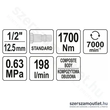 YATO Pneumatikus ütvecsavarozó 1700Nm 1/2