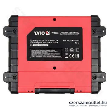YATO LCD Kijelzős elektronikus akkumulátortöltő 12V/2A/8A/15A 200Ah (YT-83003)
