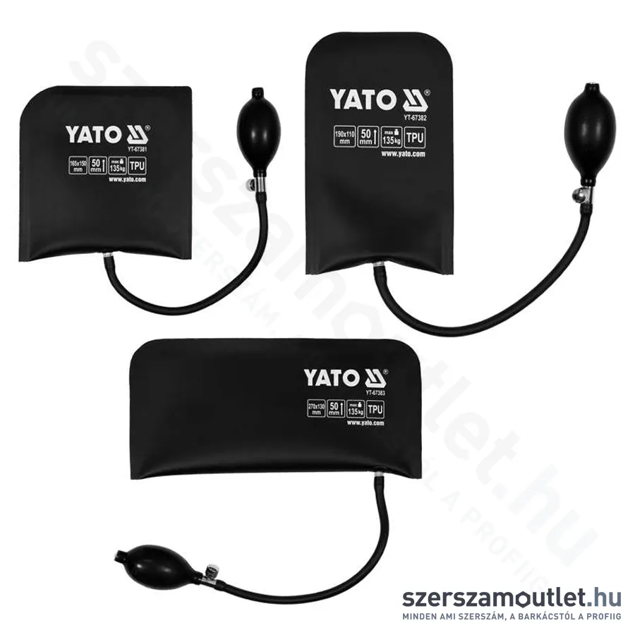 YATO Pumpás szerelőpárna készlet 3db-os 165x150mm/190x110mm/270x130mm 135kg (YT-67385)