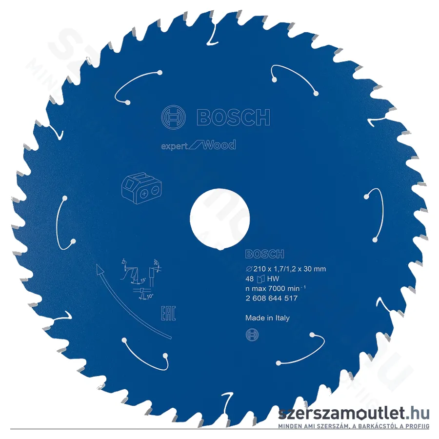BOSCH EXPERT for Wood körfűrészlap akkumulátoros körfűrészekhez 210x1,7mm T48 (2608644517)