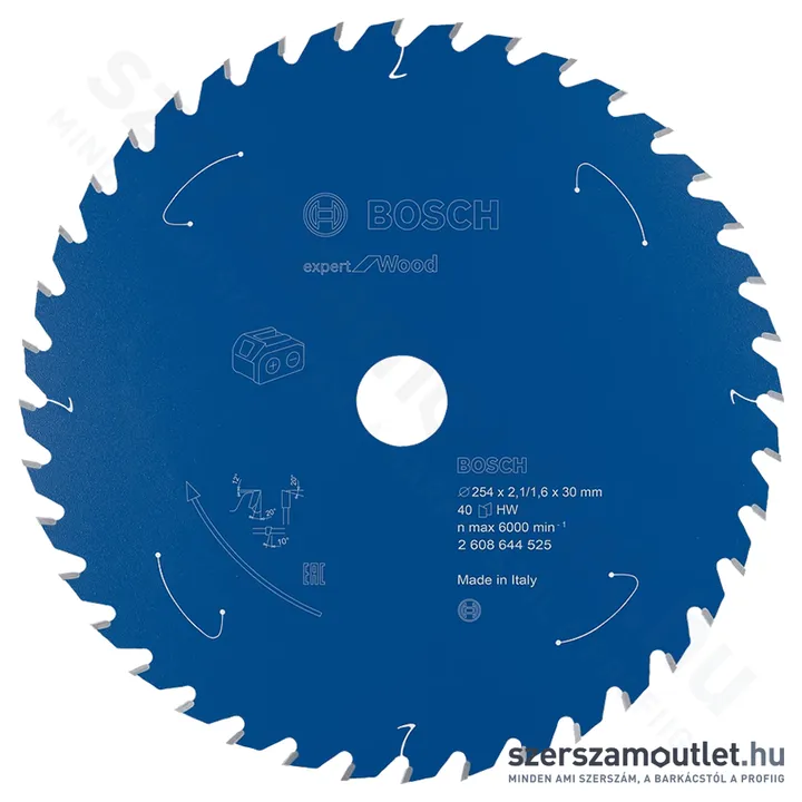 BOSCH EXPERT for Wood körfűrészlap akkumulátoros körfűrészekhez 254x2,1mm T40 (2608644525)