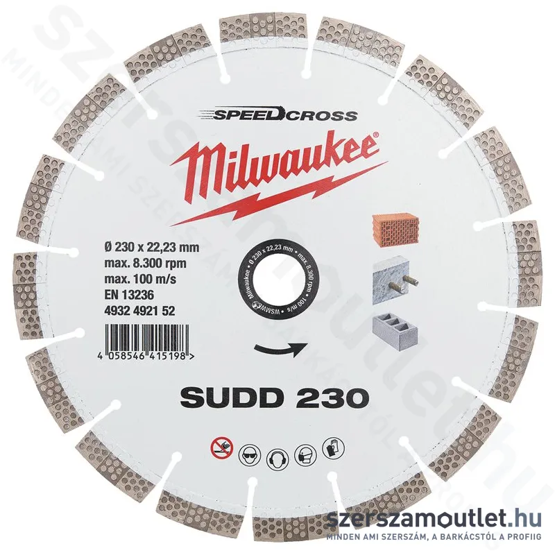 MILWAUKEE SPEEDCROSS SUDD 230 Gyémánt vágótárcsa 230mm (4932492152)