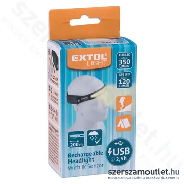EXTOL Akkus LED fejlámpa 350lm