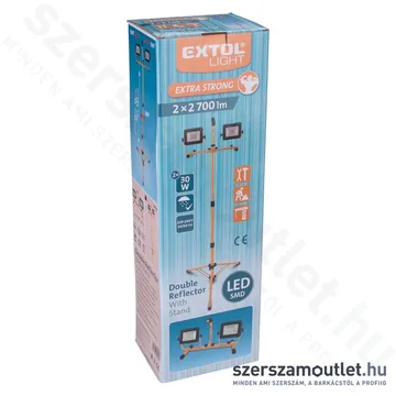 EXTOL Hordozható LED lámpa teleszkópos állvánnyal IP65 (2x30W/2x2700Lm)