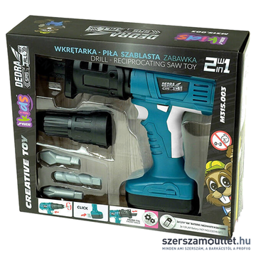 DEDRA Játék fúró-csavarozó és orrfűrész készlet 2xAA (elem nem tartozék) (M315.003)