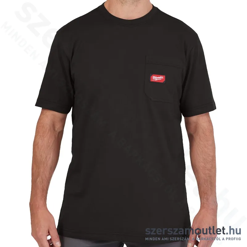 MILWAUKEE WT SS BL L Rövid ujjú zsebes póló FEKETE (L)