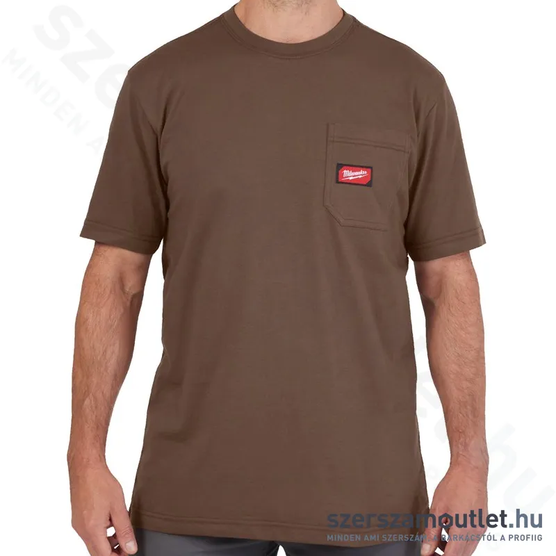 MILWAUKEE WT SS BR XXL Rövid ujjú zsebes póló BARNA (XXL)