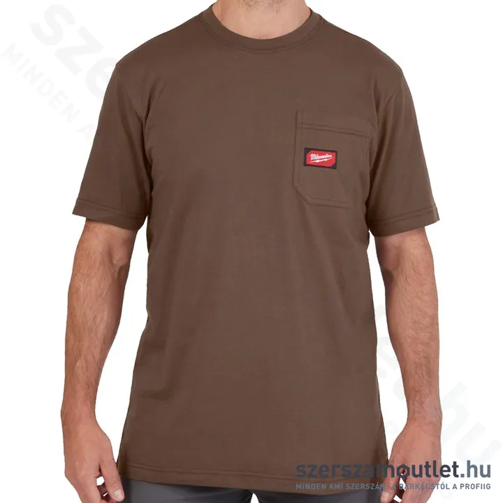 MILWAUKEE WT SS BR XXL Rövid ujjú zsebes póló BARNA (XXL)