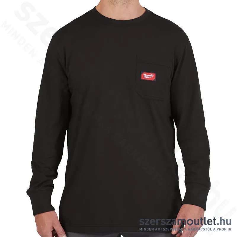 MILWAUKEE WT LS BL M Hosszú ujjú zsebes póló FEKETE (M)
