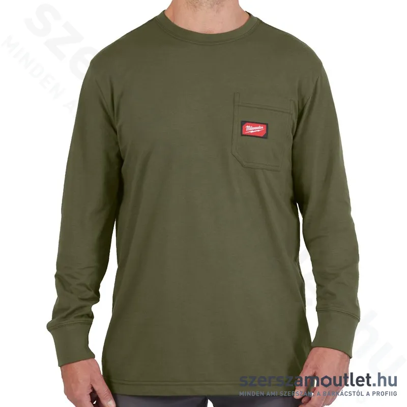MILWAUKEE WT LS GN L Hosszú ujjú zsebes póló ZÖLD (L)