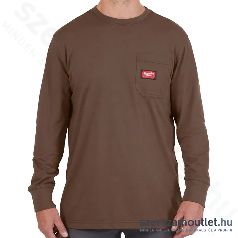 MILWAUKEE WT LS BR XL Hosszú ujjú zsebes póló BARNA (XL)