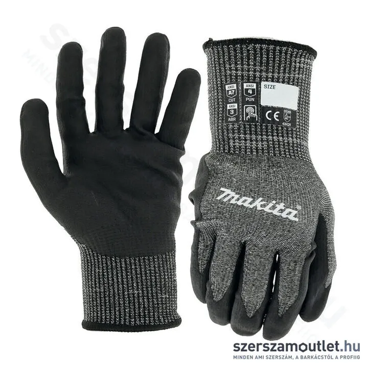 MAKITA munkakesztyű mártott NITRIL bevonattal 7-es vágásbiztos XL (P-84735)