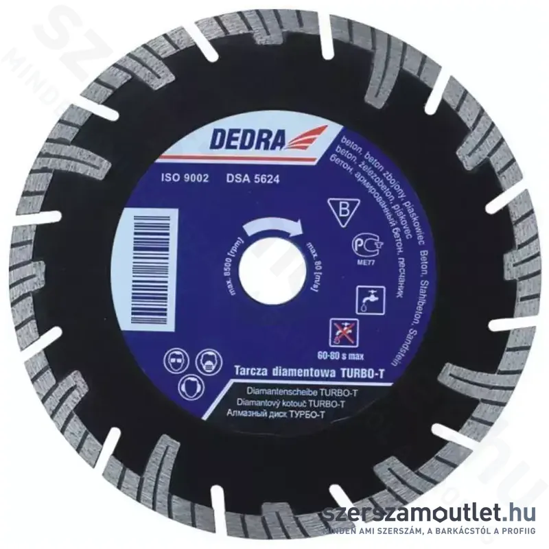 DEDRA TURBO-T Gyémánt vágótárcsa 200x25,4mm (H1196E)