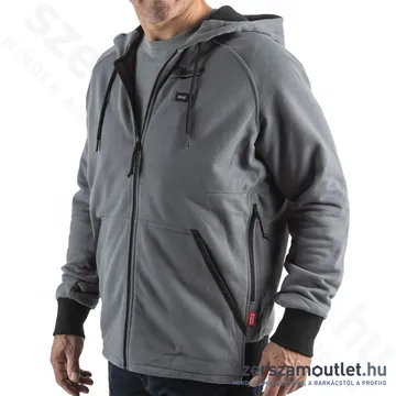 MILWAUKEE M12 HHGREY4-0 (XXL) Akkus fűthető kapucnis pulóver SZÜRKE (XXL) (12V) (Akku /töltő nélkül)