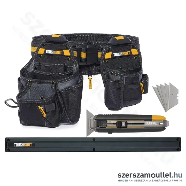 TOUGHBUILT CT-111 Övtáska készlet + TB-53 Fali tartó + TB-H4S5-01 Kitolható pengés kés (+5db penge)
