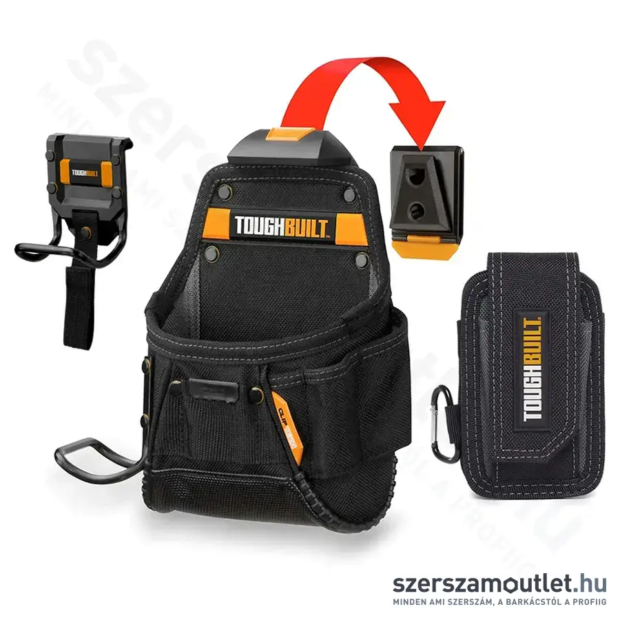 TOUGHBUILT 33C Telefontartó és jegyzettartó övtáska + TB-52 Kalapácstartó + CT-24 Övtáska kalapácsta
