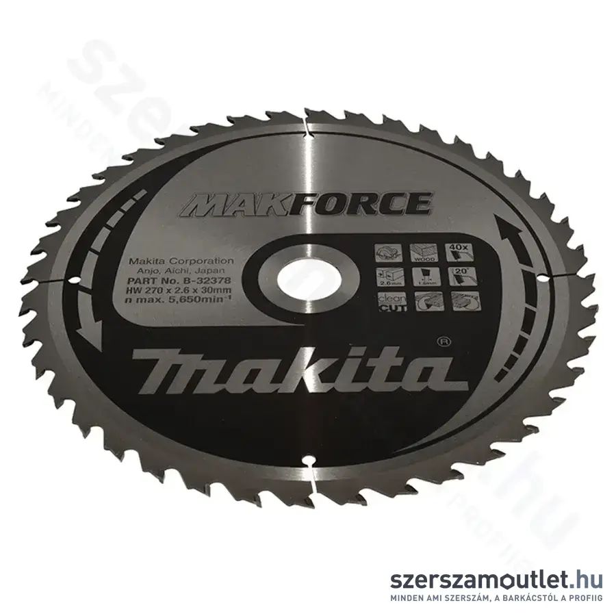 MAKITA Mforce Körfűrésztárcsa 270x30mm Z40 (B-32378)