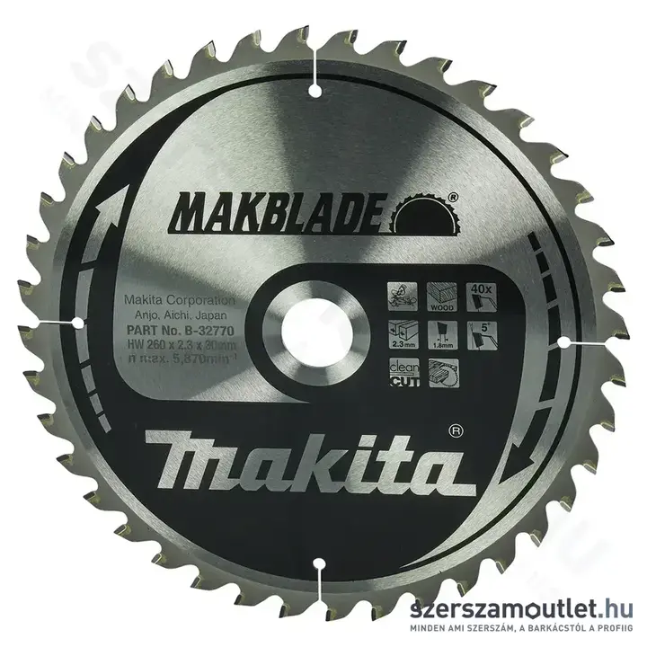 MAKITA MAKBLADE Körfűrésztárcsa 260x30mm Z40 (B-32770)