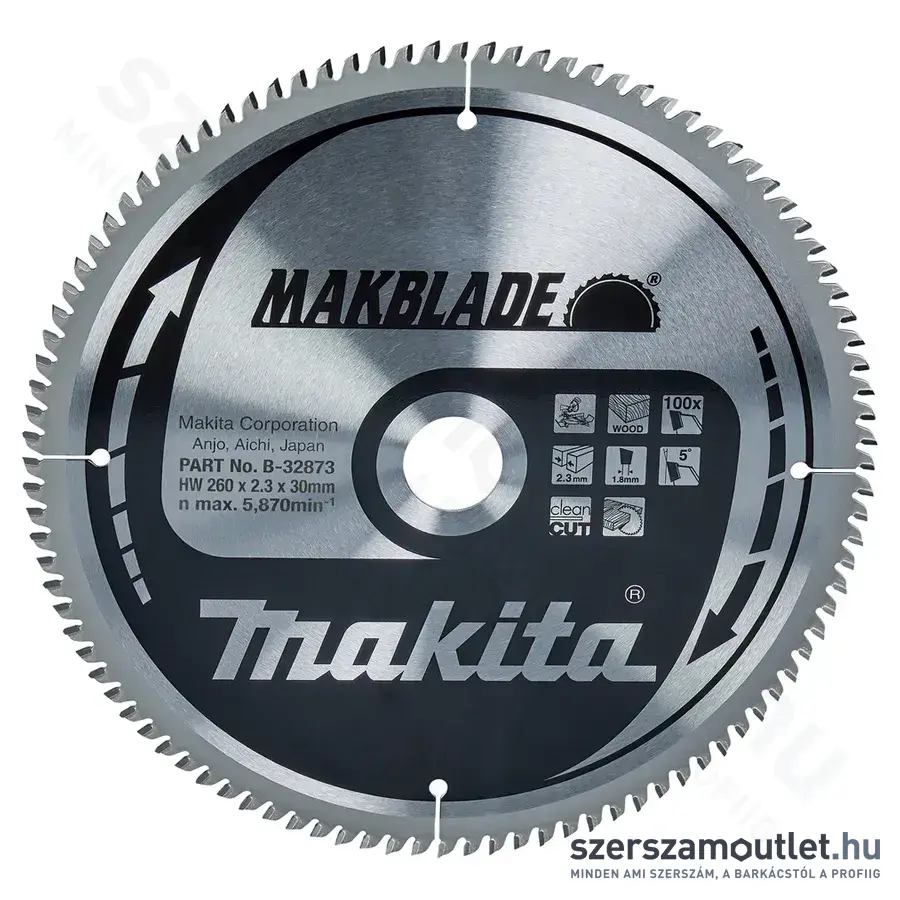 MAKITA MAKBLADE Körfűrésztárcsa 260x30mm Z100 (B-32873)