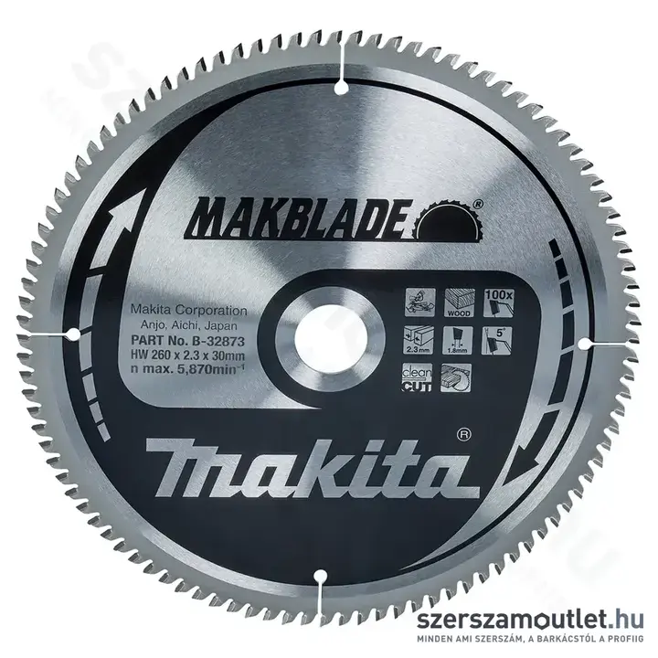 MAKITA MAKBLADE Körfűrésztárcsa 260x30mm Z100 (B-32873)