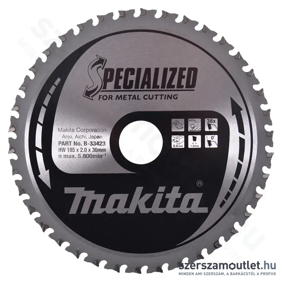 MAKITA SPECIALIZED Körfűrésztárcsa (FÉM) 185x30mm Z38 (B-33423)