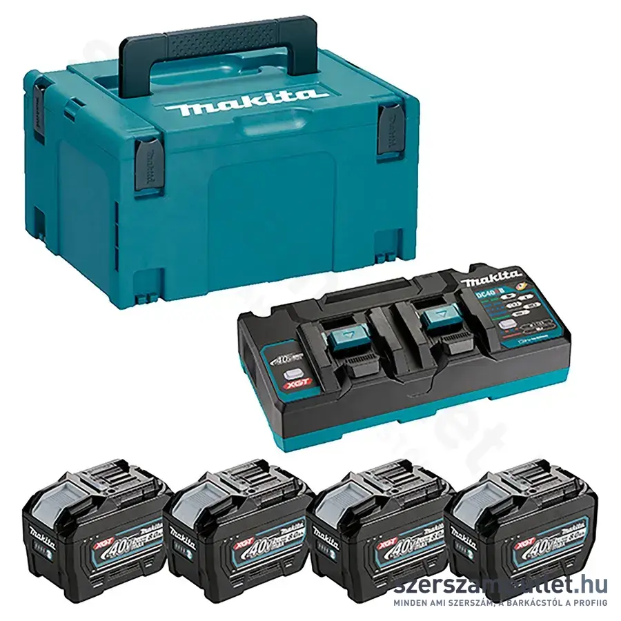 MAKITA 40Vmax XGT 4x8,0 Ah Li-Ion akku + DC40RB duplatöltö + MAKPAC koffer (1910A8-3)