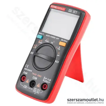 EXTOL Digitális multiméter A/V/Ohm mérő, True RMS, hangjelző funkció, CE, 2x1,5V AA elem