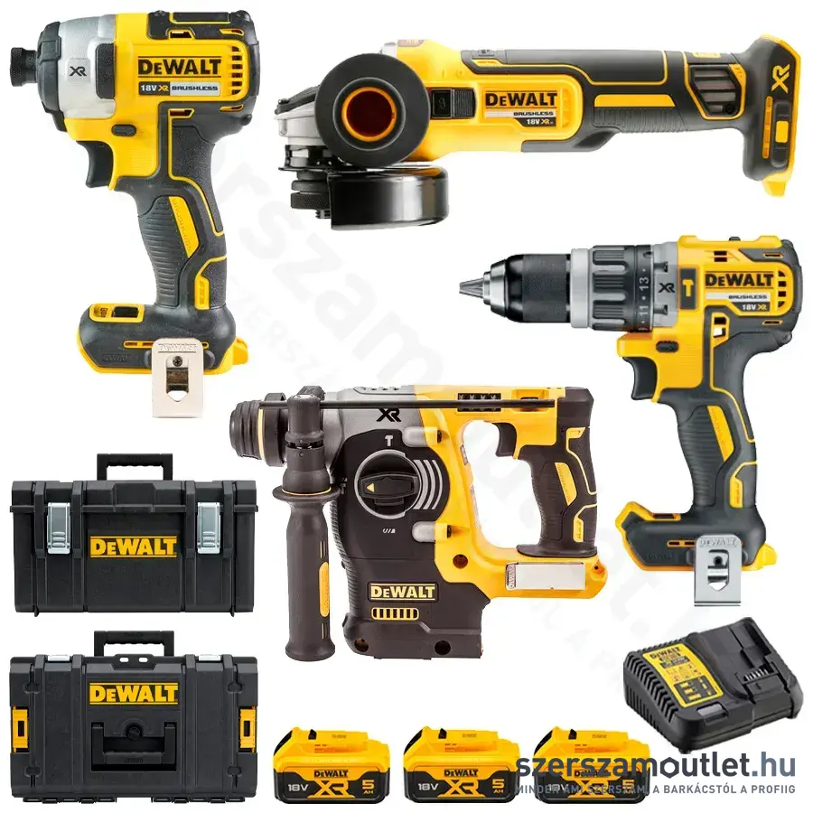 DEWALT DCK422P3-QW Szénkefemente 4 részes akkus gépszett DS150 & DS300 kofferben (3x5,0Ah/18V)