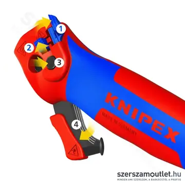 KNIPEX Racsnis kábelvágó kés csúszósaruval, cserélhető pengével, 146mm (1650145SB)