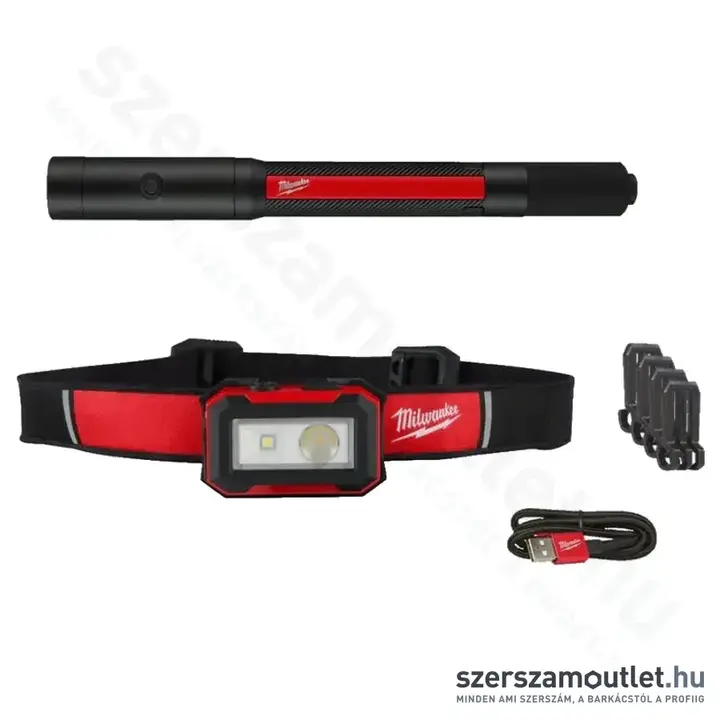 MILWAUKEE IR HL450PL250 USB Újratölthető fejlámpa + zseblámpa USB, 450/250lm, 4V (4933492104)