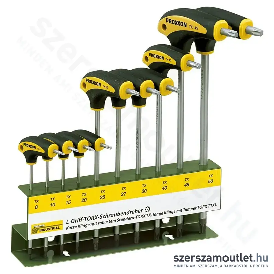 PROXXON T-szárú torxkulcs készlet TX8-50, 10db-os