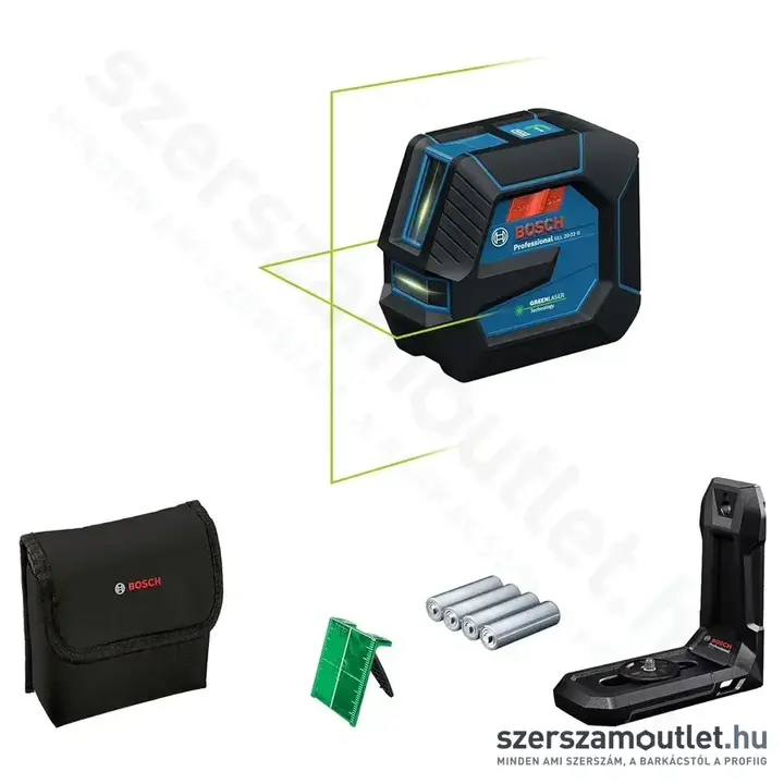 BOSCH GLL 20-22 G Professional Vonallézer zöld, 500-540Nm, 20m, IP65, 1/4
